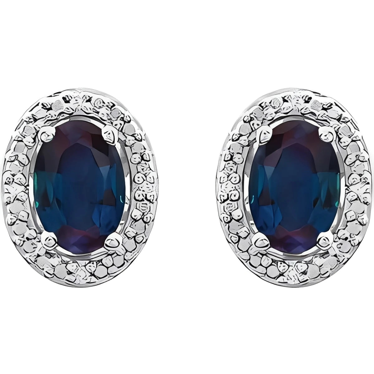 Sterling Silver Lab-Grown Alexandrite & .025 CTW Natural Diamond Earrings