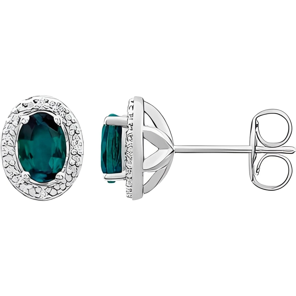 Sterling Silver Lab-Grown Alexandrite & .025 CTW Natural Diamond Earrings