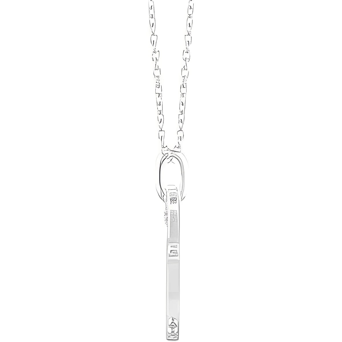 Sterling Silver .006 CT Natural Diamond Key 16-18" Necklace