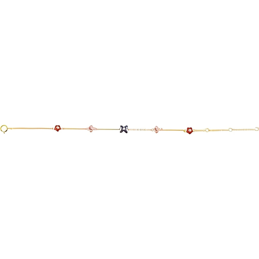 10K Yellow Gold .04 CTW Natural Diamond Youth Flower 5-7" Bracelet
