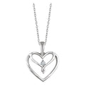 Sterling Silver .05 CT Natural Diamond Heart 16-18" Necklace