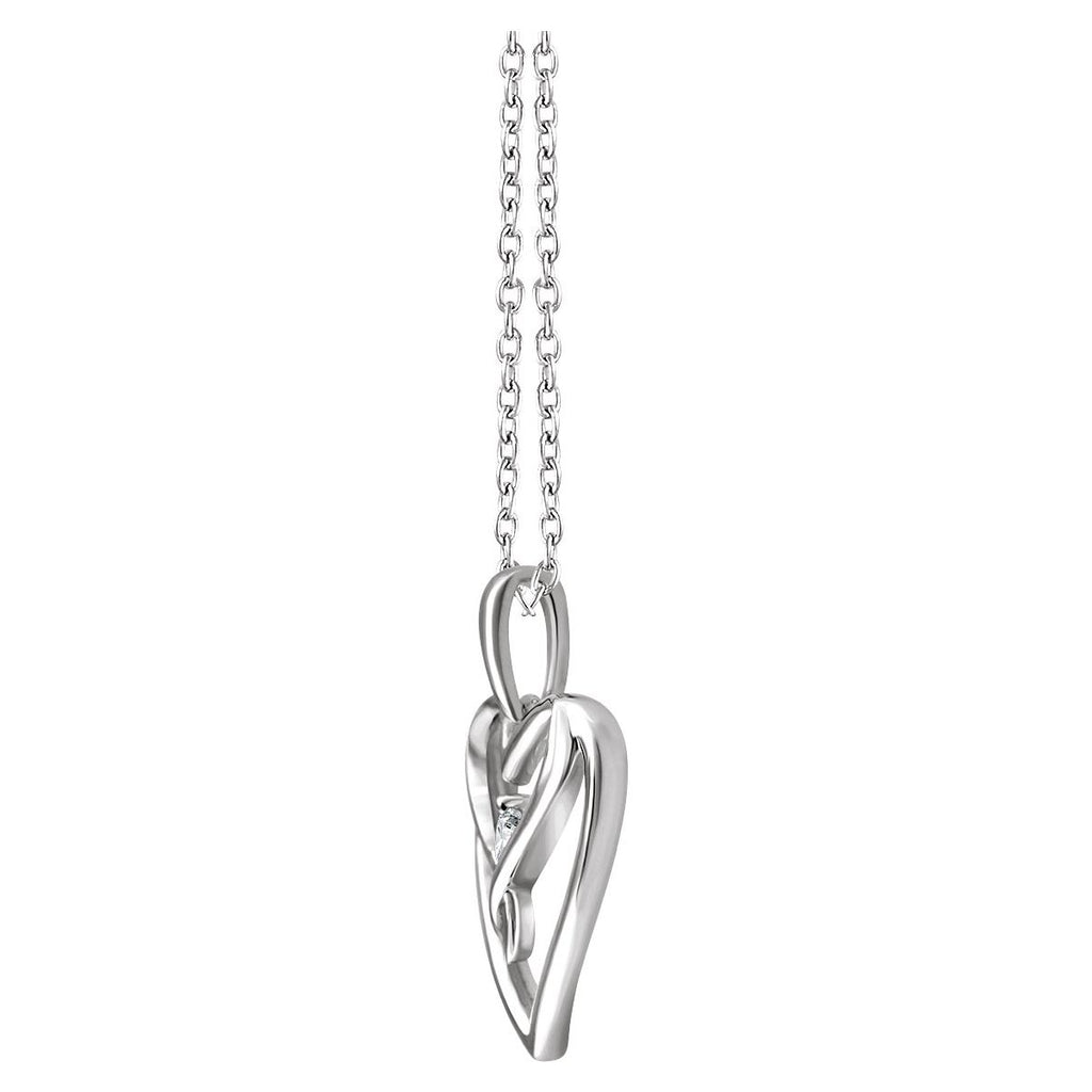 Sterling Silver .05 CT Natural Diamond Heart 16-18" Necklace