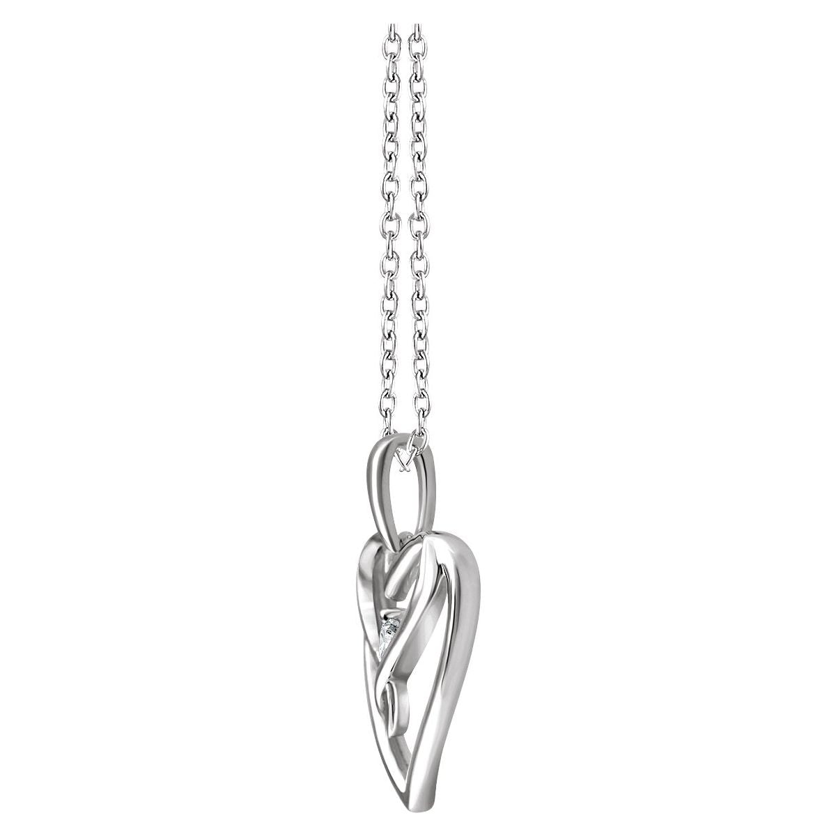 Sterling Silver .05 CT Natural Diamond Heart 16-18" Necklace