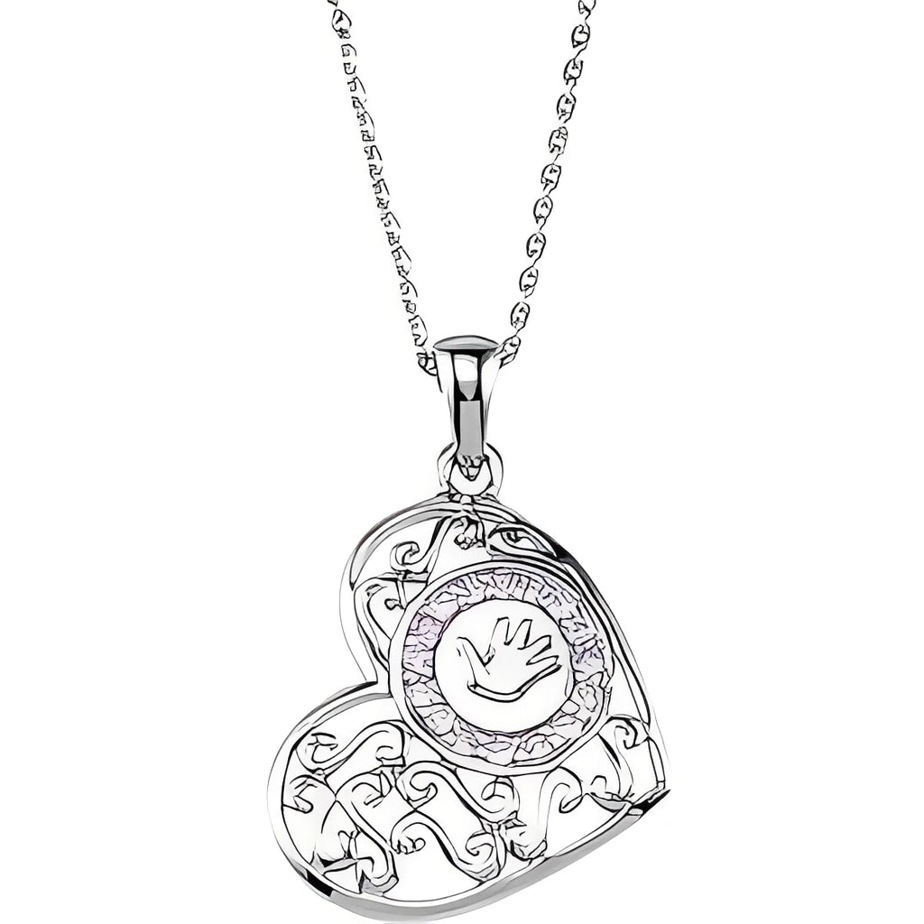 Sterling Silver 1.5 mm Round Imitation Pink Cubic Zirconia  Handprints 18" Necklace