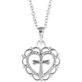 Sterling Silver Youth Heart with Cross 16-18" Necklace