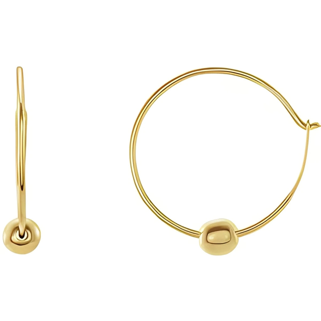 14K Rose Gold Youth Bead Hoop Earrings