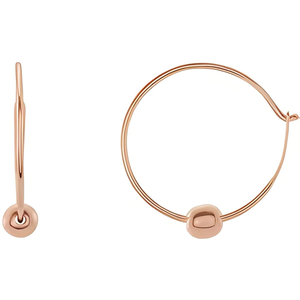 14K Rose Gold Youth Bead Hoop Earrings