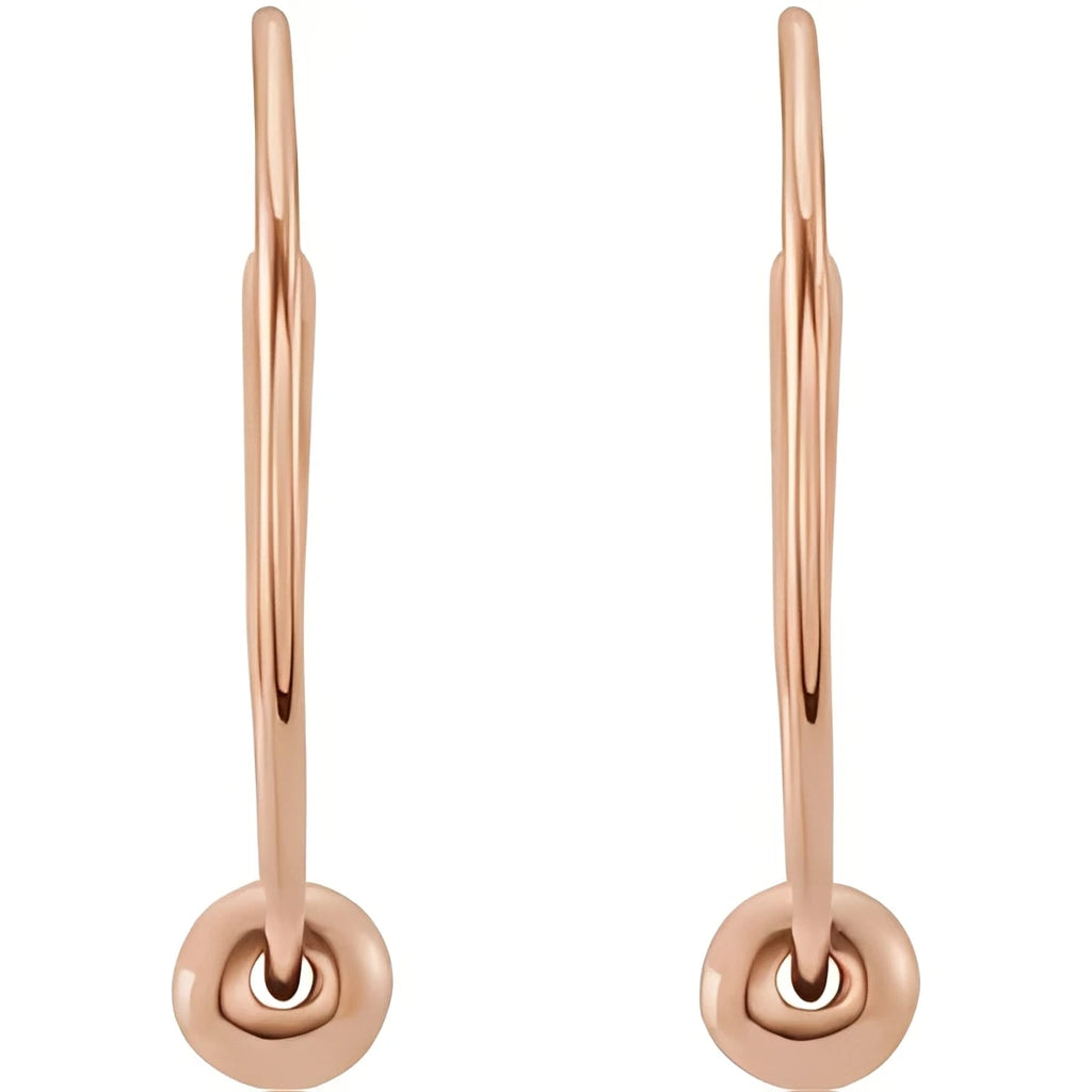 14K Rose Gold Youth Bead Hoop Earrings