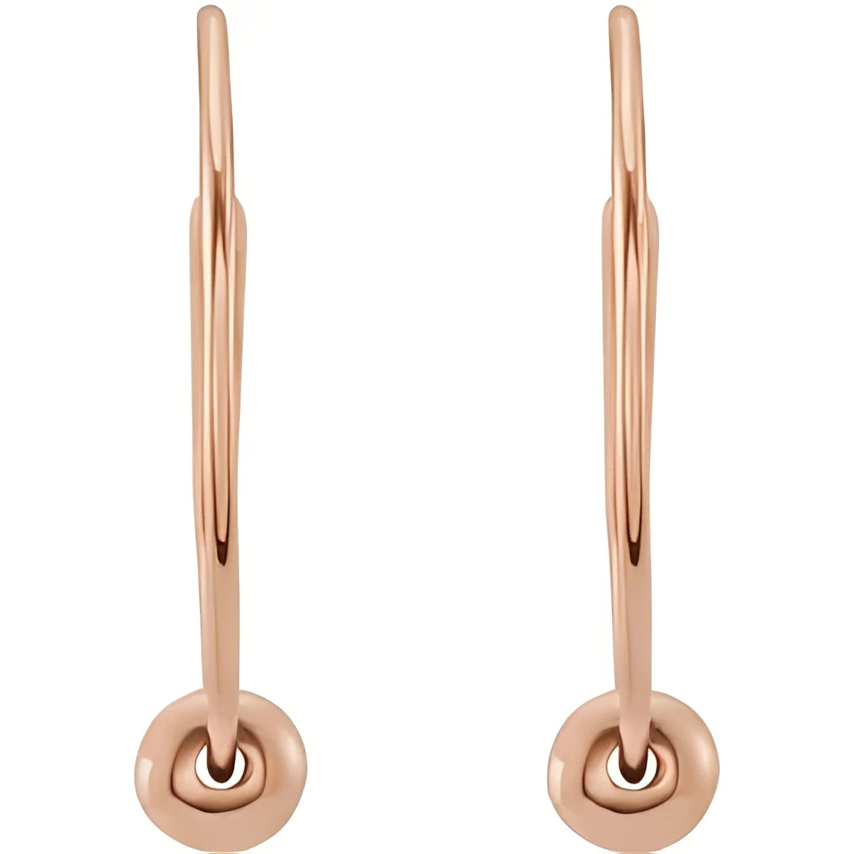 14K Rose Gold Youth Bead Hoop Earrings