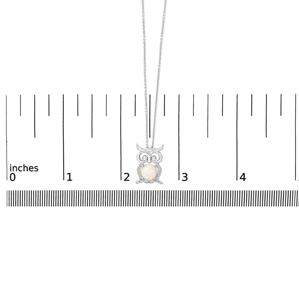 .925 Sterling Silver Created Opal and Sapphire Pendant Necklace