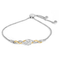 10K Yellow Gold Plated .925 Sterling Silver Created White Sapphire Twist Bolo Bracelet