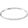 Sterling Silver  Imitation White Cubic Zirconia Bangle 7" Bracelet