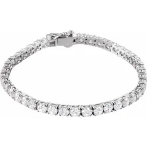 Sterling Silver  Imitation White Cubic Zirconia Line 7" Bracelet