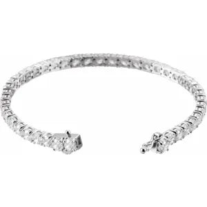 Sterling Silver  Imitation White Cubic Zirconia Line 7" Bracelet