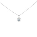 .925 Sterling Silver Created Blue Topaz and Sapphire Turtle Pendant Necklace