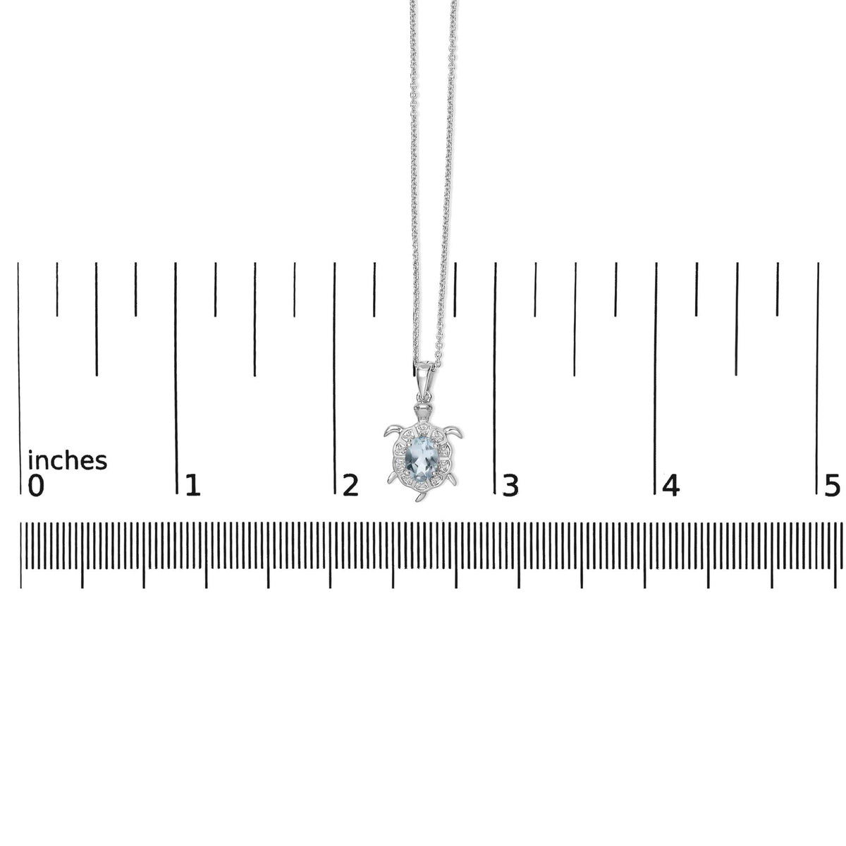 .925 Sterling Silver Created Blue Topaz and Sapphire Turtle Pendant Necklace