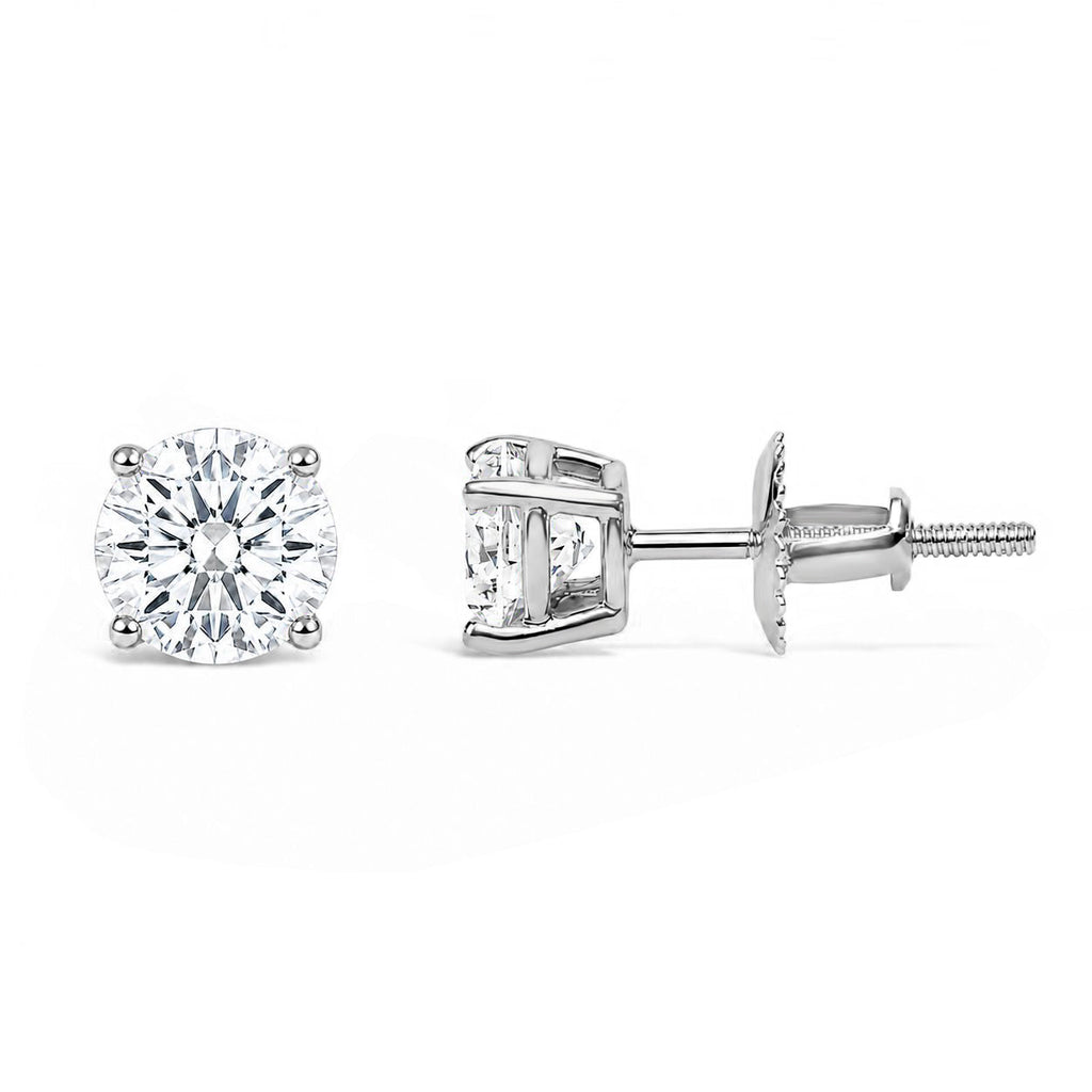 IGI Certified 14K White Gold 1.00 Cttw Round Lab Grown Diamond Solitaire Stud Earrings
