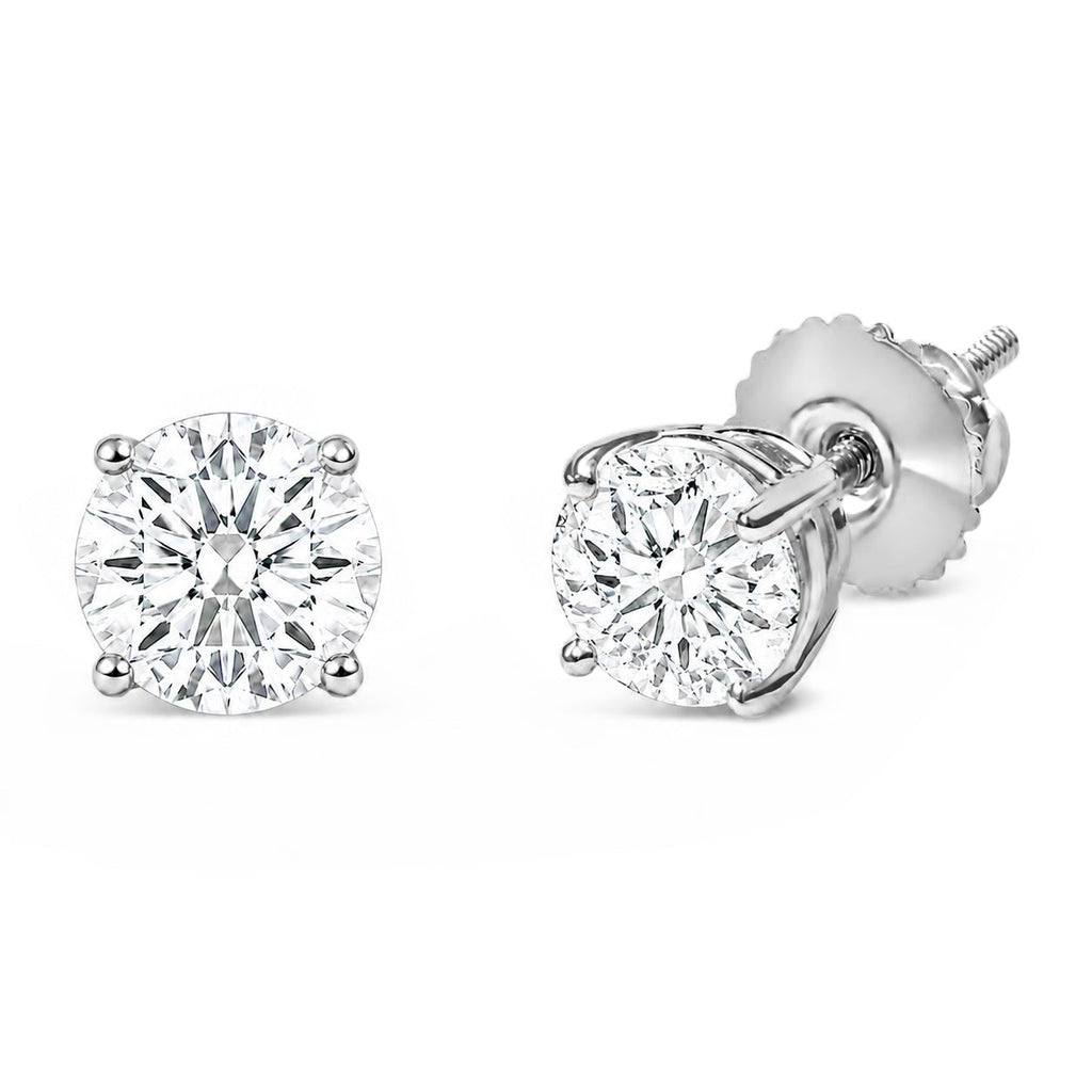 IGI Certified 14K White Gold 1.00 Cttw Round Lab Grown Diamond Solitaire Stud Earrings
