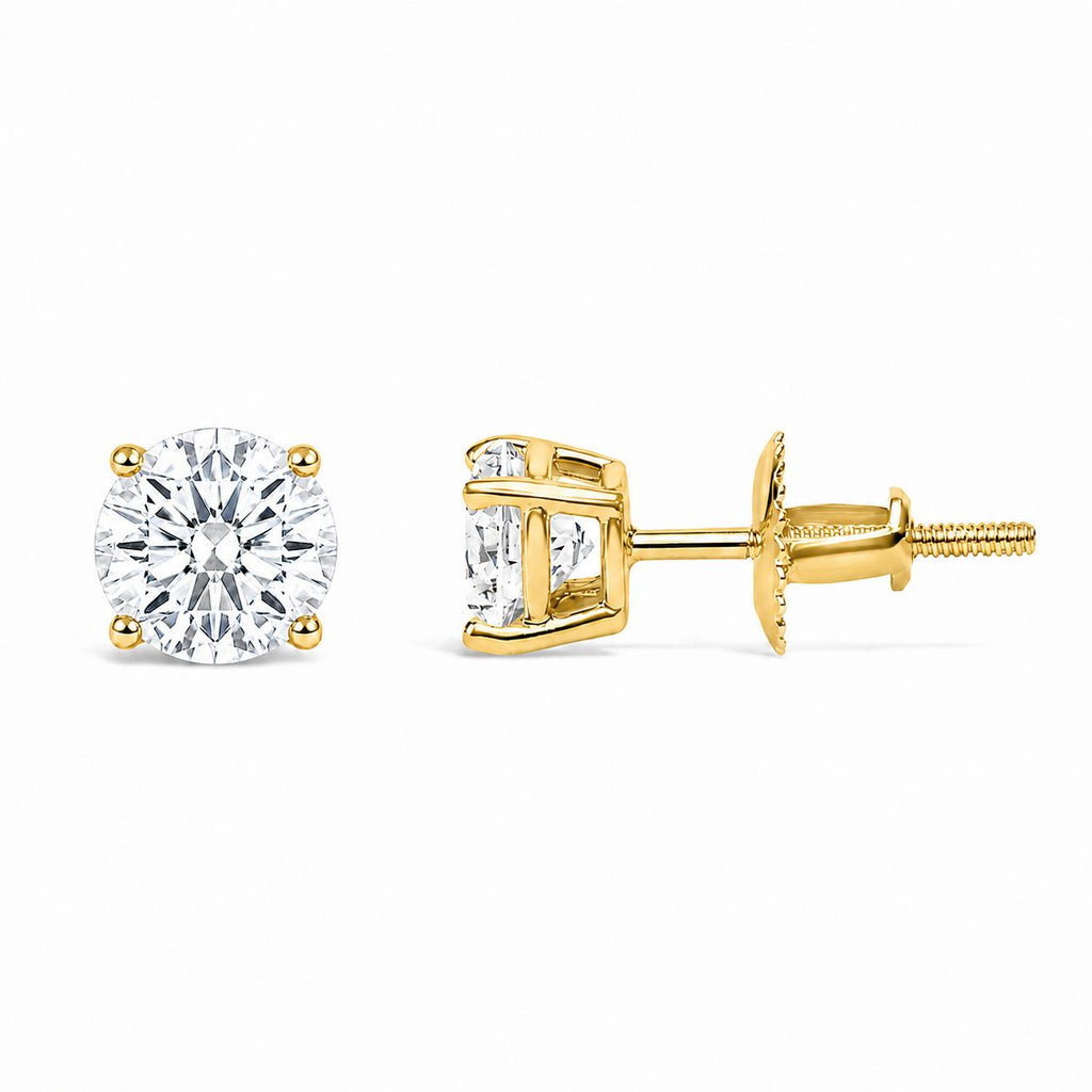 IGI Certified 14K White Gold 1.00 Cttw Round Lab Grown Diamond Solitaire Stud Earrings