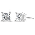 AGS Certified Princess-Cut Square Diamond 4-Prong Solitaire Stud Earrings in 14K Yellow Gold (L-M Color, SI1-SI2 Clarity)