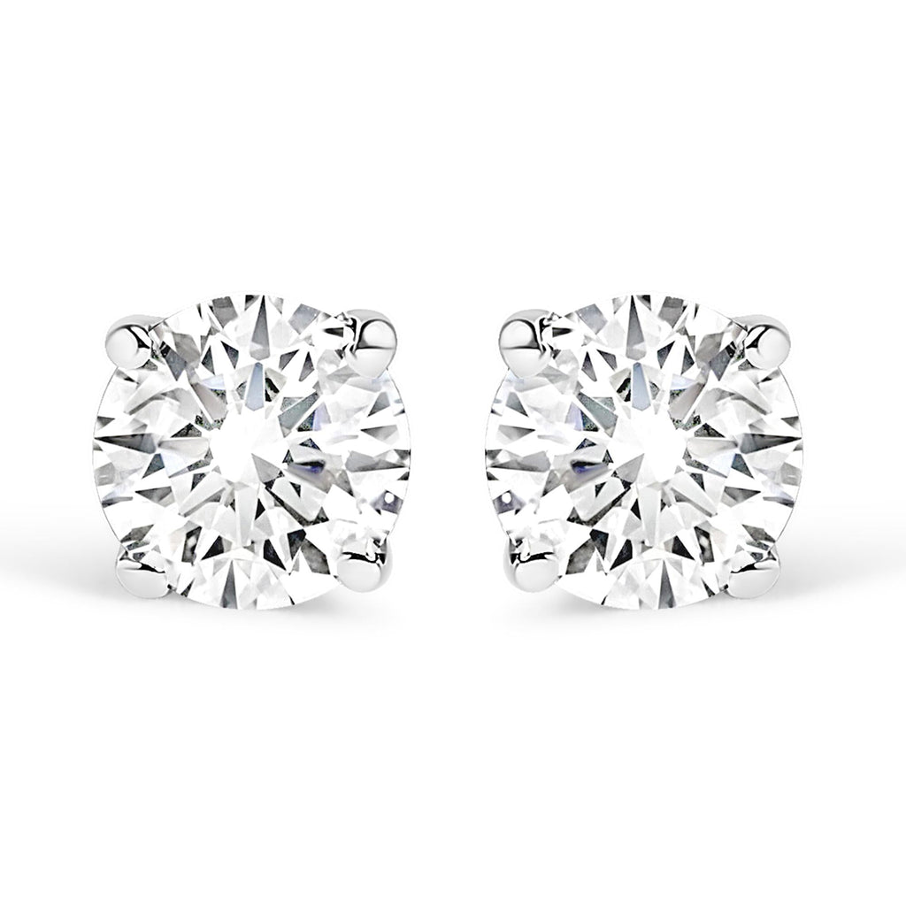 14K White Gold 1/4 Cttw Diamond 4-Prong Solitaire Stud Earrings