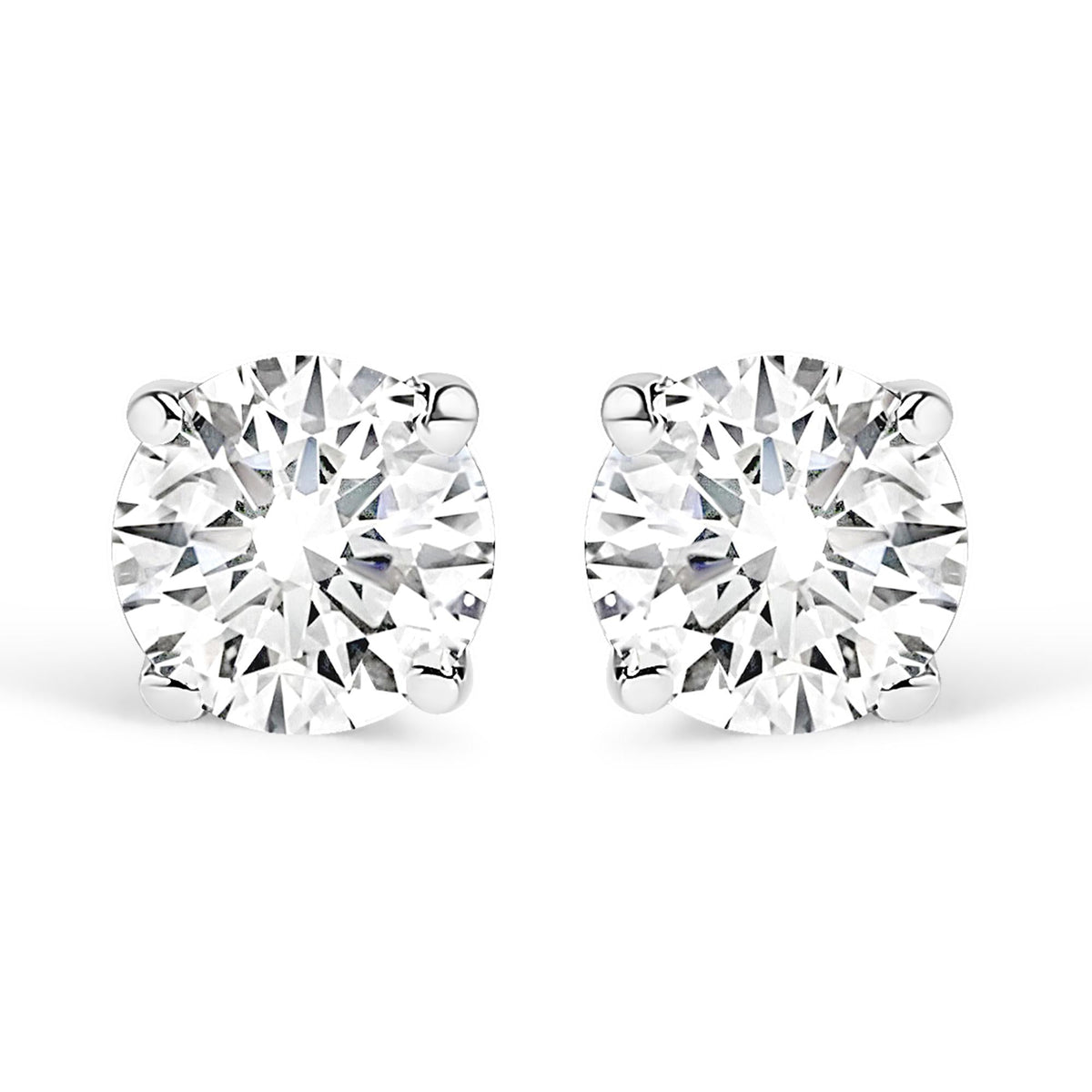 14K White Gold 1/4 Cttw Diamond 4-Prong Solitaire Stud Earrings