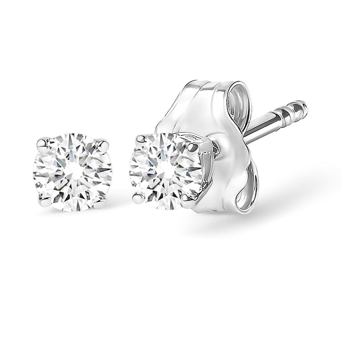 14K White Gold 1/4 Cttw Diamond 4-Prong Solitaire Stud Earrings