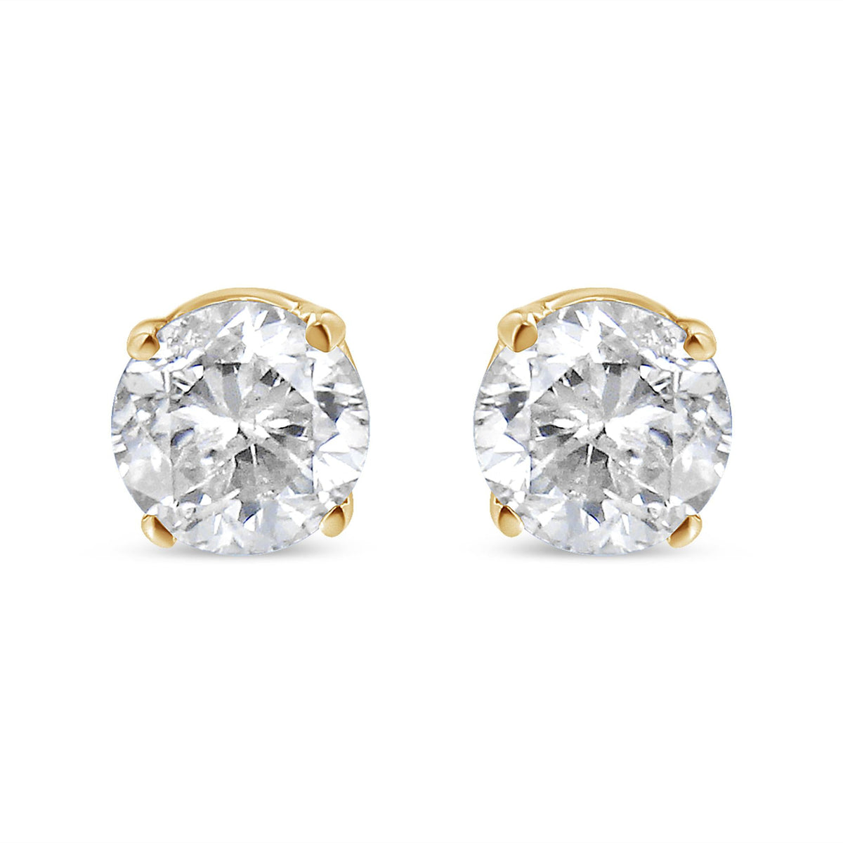AGS Certified 14k Yellow Gold 3/8 cttw 4-Prong Set Brilliant Round-Cut Solitaire Diamond Push Back Stud Earrings (L-M Color, SI2-I1 Clarity)