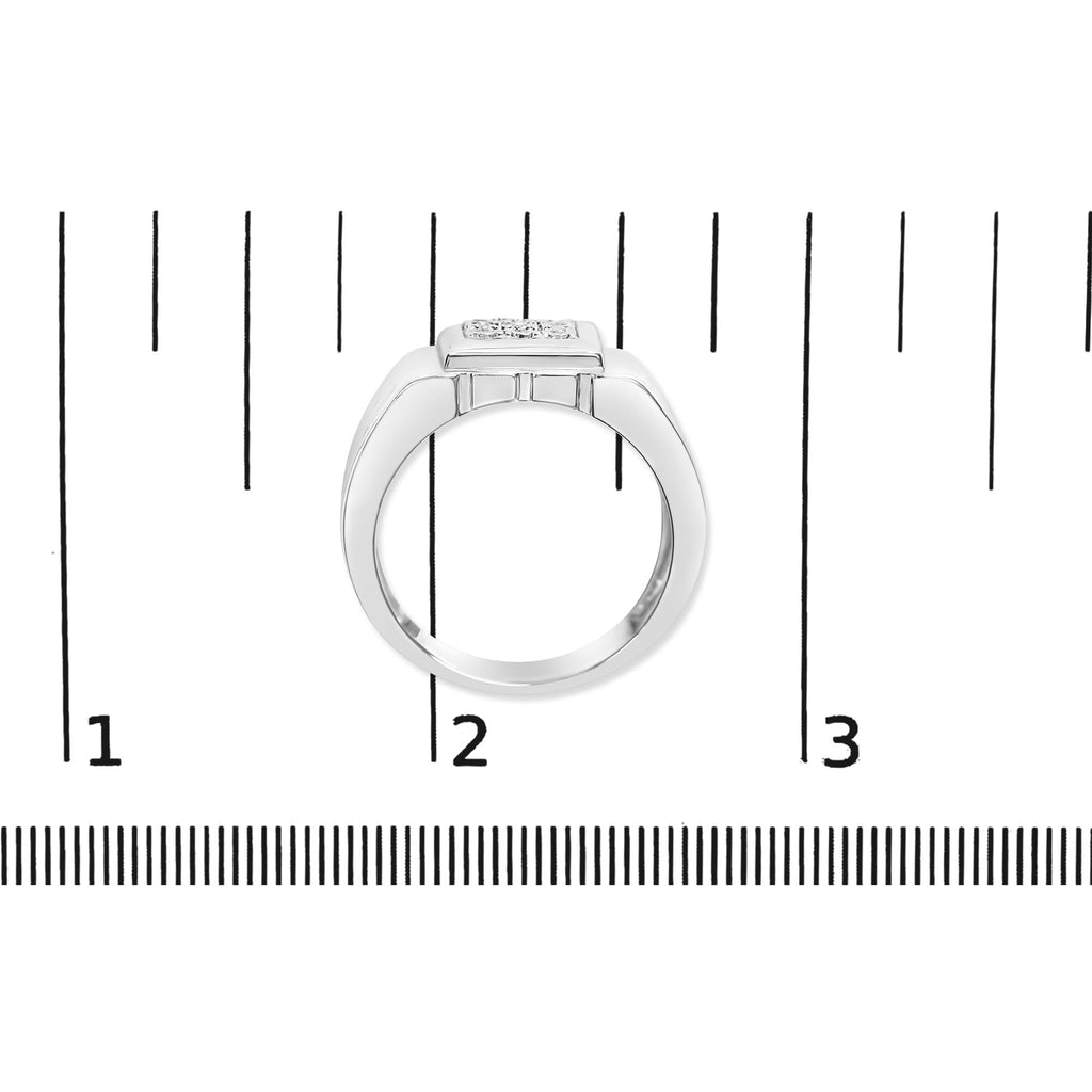 .925 Sterling Silver Diamond Accent Miracle-Set 9 Stone Ridged Band Gentlemen's Fashion Ring (I-J Color, I3 Clarity) - Size 10