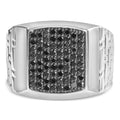 .925 Sterling Silver 1 1/4 Cttw Treated Black Diamond Cluster Men's Band Ring (Black Color, I2-I3 Clarity)