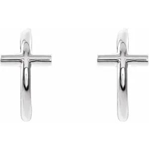Sterling Silver 11.8 mm Cross Hoop Earrings