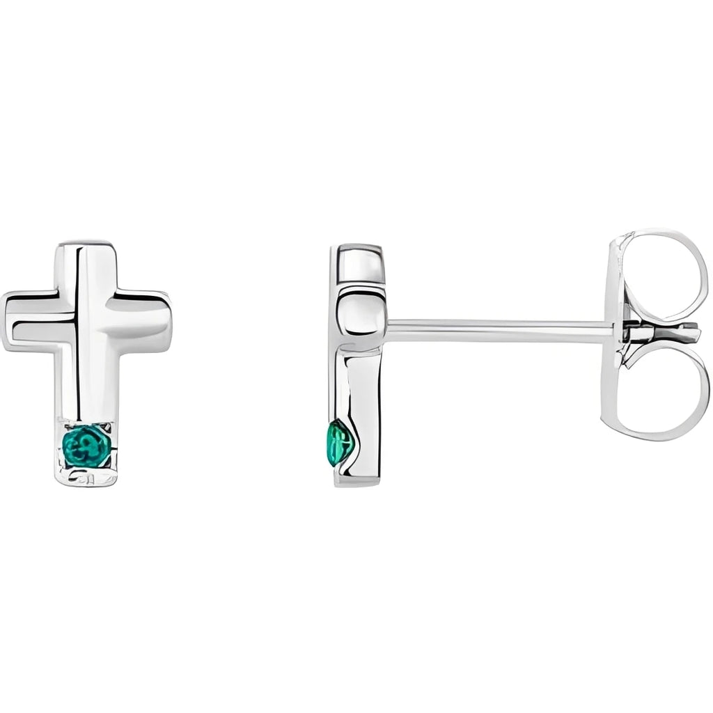 Sterling Silver Natural Alexandrite Cross Earrings