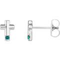 Sterling Silver Natural Alexandrite Cross Earrings