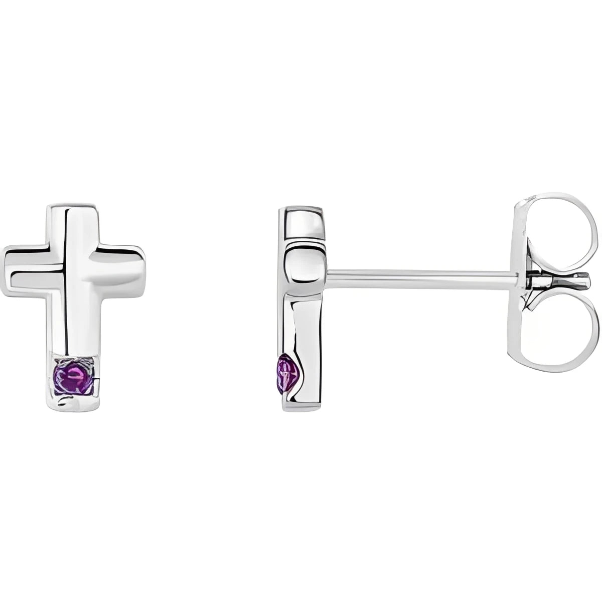 Sterling Silver Natural Alexandrite Cross Earrings