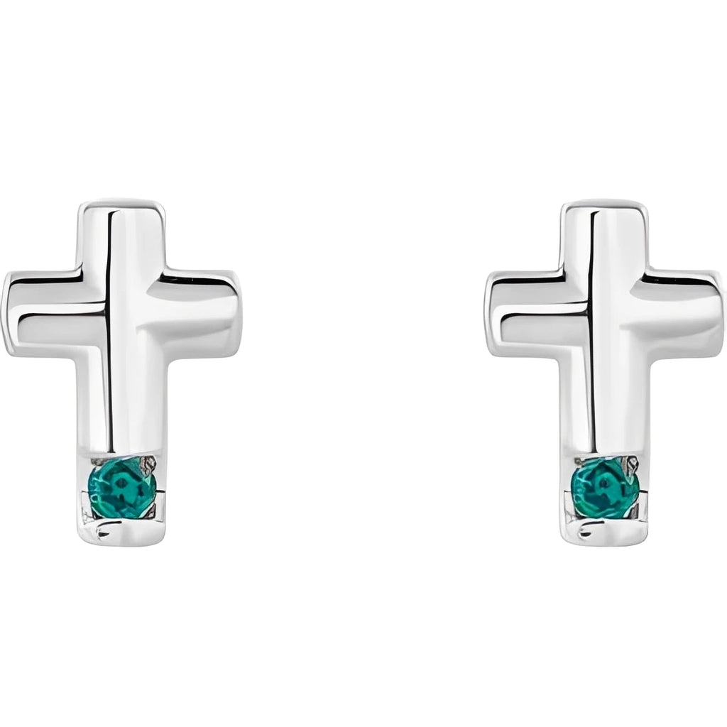 Sterling Silver Natural Alexandrite Cross Earrings