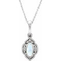 Sterling Silver Natural Rainbow Moonstone & .03 CTW Natural Diamond Clover 16-18" Necklace