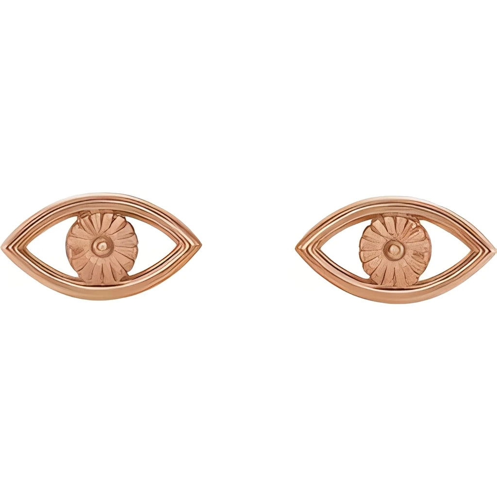 14K Rose Gold Evil Eye Earrings