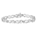 .925 Sterling Silver 1/4 cttw Prong Set Rose-Cut Diamond Infinity Link Tennis Bracelet (I-J Color, I2-I3 Clarity) - Size 7"