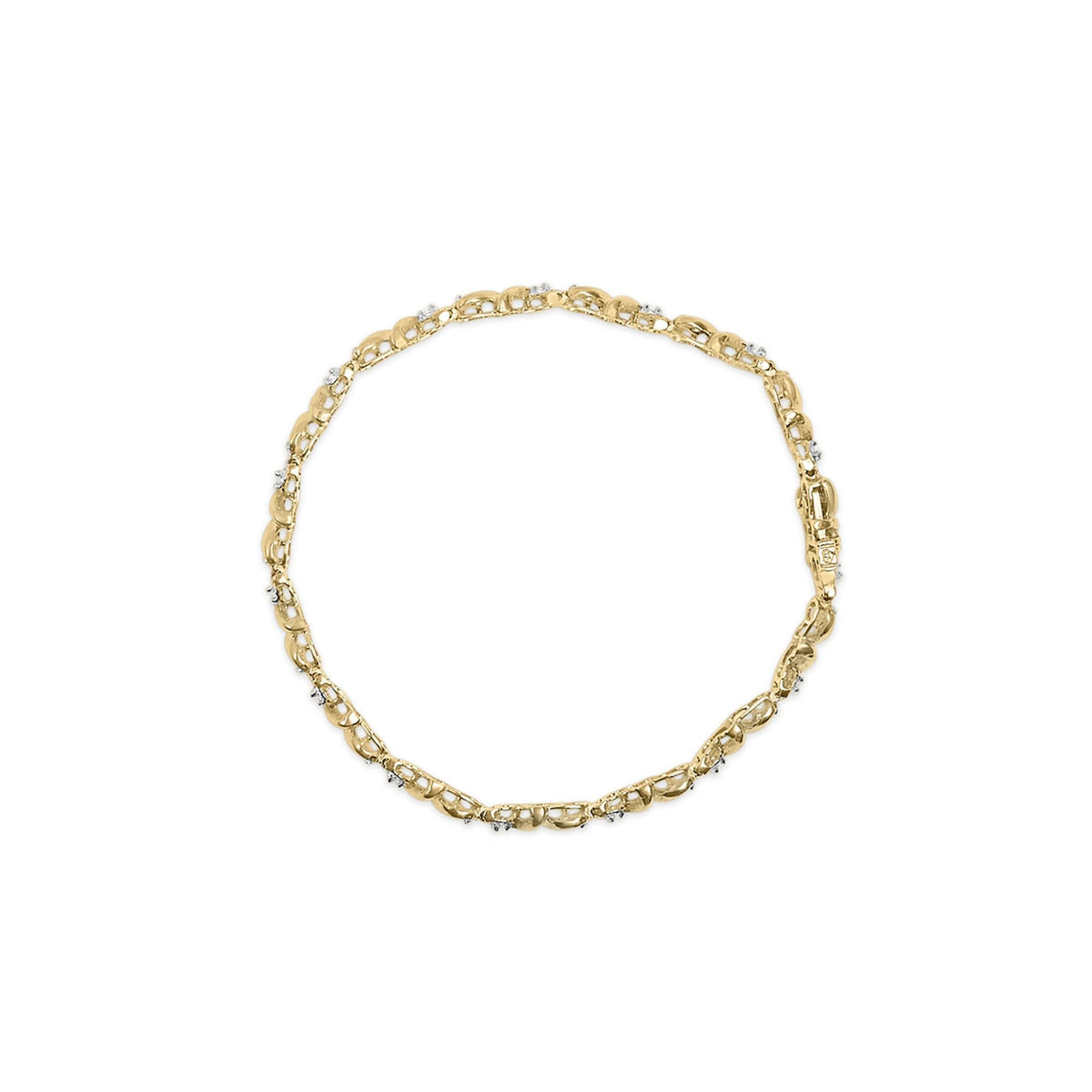 .925 Sterling Silver 1/2 Cttw Diamond Contoured Double Wave Link 7" Tennis Bracelet (I-J Color, I3 Clarity)