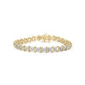 10K Yellow Gold Plated .925 Sterling Silver 2.0 Cttw Round Diamond Cluster "X" Shaped Link Bracelet (H-I Color, I3 Clarity) - 7"