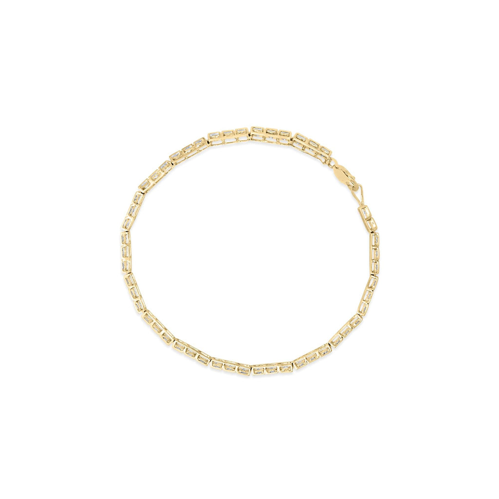 10K Yellow Gold over .925 Sterling Silver 1.0 Cttw Diamond Square Hybrid Link 7" Tennis Bracelet (I-J Color, I2-I3 Clarity)