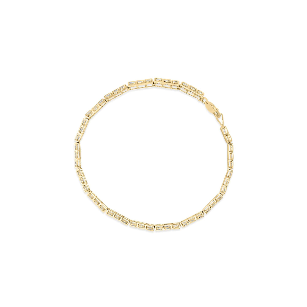 10K Yellow Gold over .925 Sterling Silver 1.0 Cttw Diamond Square Hybrid Link 7" Tennis Bracelet (I-J Color, I2-I3 Clarity)