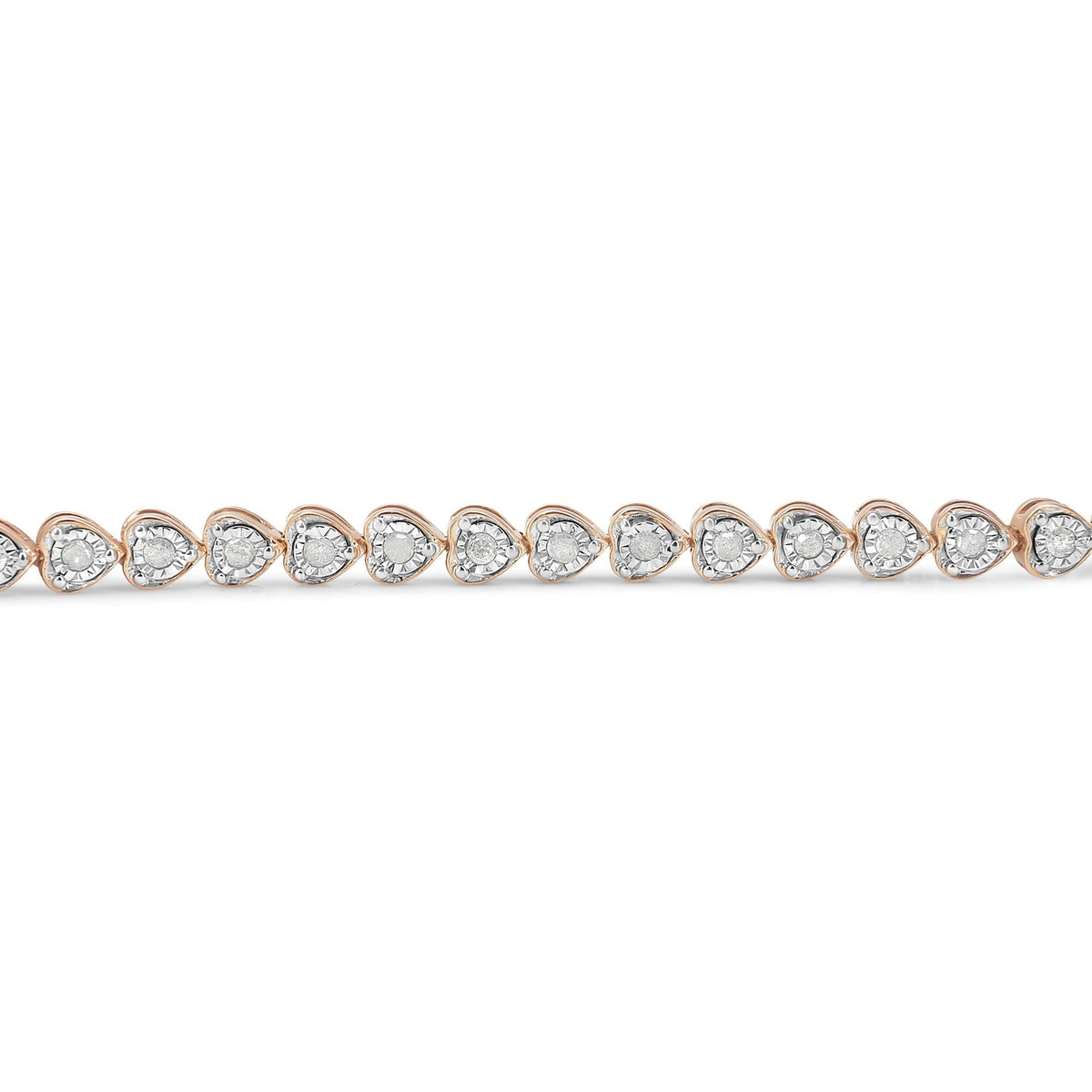.925 Sterling Silver 1.0 Cttw Miracle Set Diamond Heart-Link 7" Tennis Bracelet (I-J Color, I2-I3 Clarity)