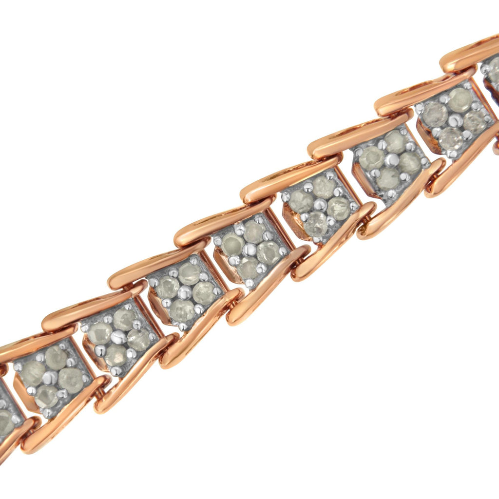 .925 Sterling Silver 2.0 Cttw Diamond Fan-Shaped Fancy Chevron Link Tennis Bracelet