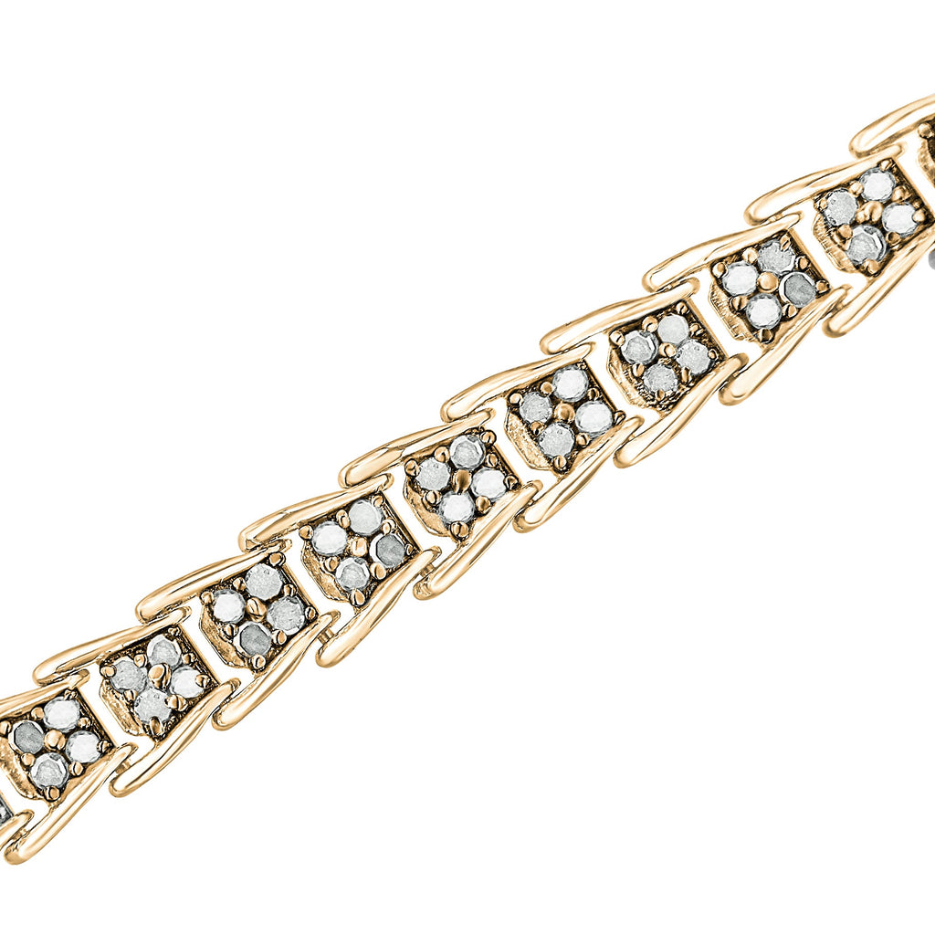 .925 Sterling Silver 2.0 Cttw Diamond Fan-Shaped Fancy Chevron Link Tennis Bracelet