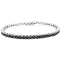 .925 Sterling Silver 1.0 Cttw Miracle-Set Treated Black Diamond Round Miracle Plate Tennis Bracelet (Black Color, I3 Clarity) - 7.25"