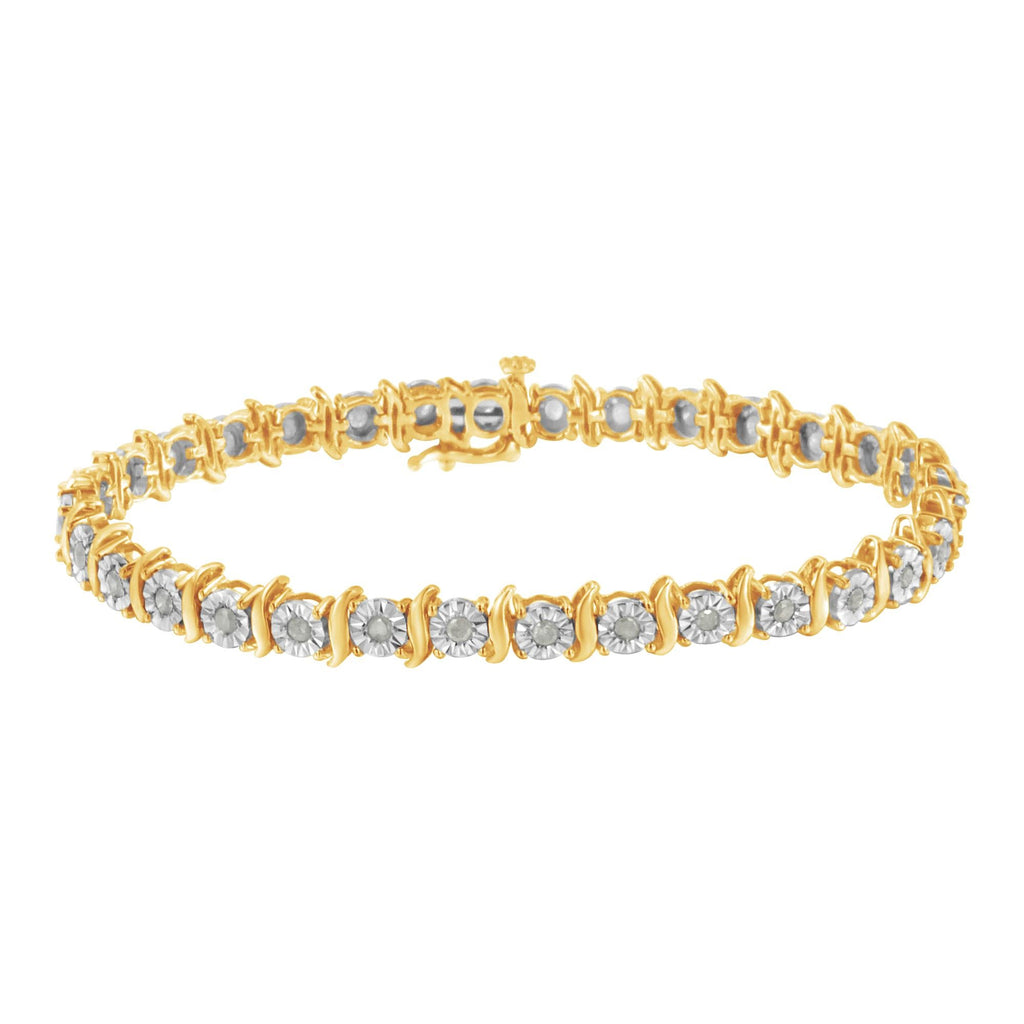 .925 Sterling Silver 1.0 Cttw Diamond S-Curve Link Miracle-Set Tennis Bracelet (I-J Color, I3 Clarity)