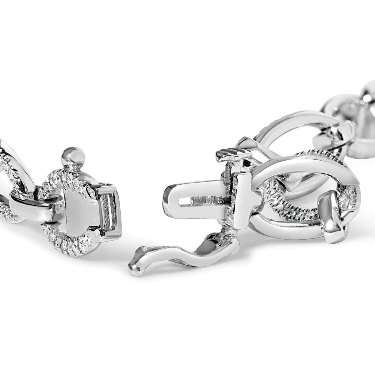 .925 Sterling Silver 1/2 Cttw Diamond   Oval Link Bracelet (I-J Color, I3 Clarity) -  Size 7.25
