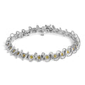 .925 Sterling Silver 3/4 Cttw Yellow Diamond Illusion Plate Looped Link Bracelet