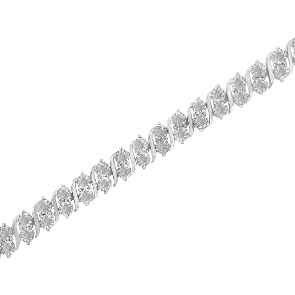 .925 Sterling Silver 2.0 Cttw Diamond S- Link Tennis Bracelet (I-J Color, I3 Clarity) - 7”  